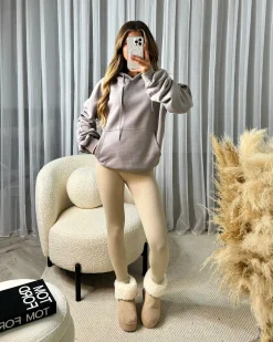 Penny Ruched Sleeve Hoodie - Dove Grey
