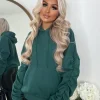 Penny Ruched Sleeve Hoodie - Bottle Green