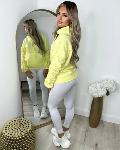 Penny Ruched Sleeve Hoodie - Lemon