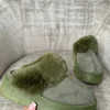Pixie Fluffy Faux Fur Slippers - Khaki