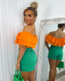 Ruth Belted High Waisted Shorts - Bottle Green