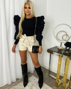 Sadie Puff Sleeve Top - Black