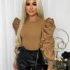 Sadie Puff Sleeve Top - Camel