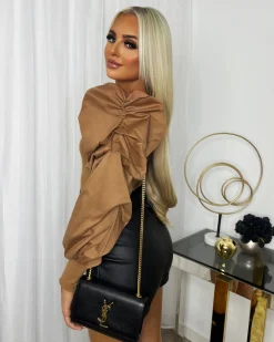 Sadie Puff Sleeve Top - Camel