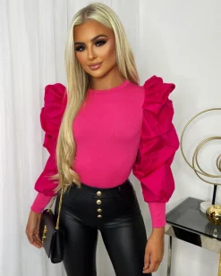 Sadie Puff Sleeve Top - Fuchsia