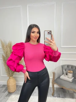Sadie Puff Sleeve Top - Fuchsia