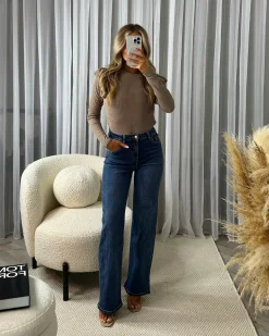 Saira High Waisted Straight Leg Jean - Dark Denim