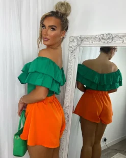 Sienna Flared Shorts - Bright Orange