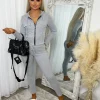 Simone Zip Front Pocket Detail Loungewear - Grey