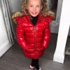 Sophie Metallic Kids Coat - Red